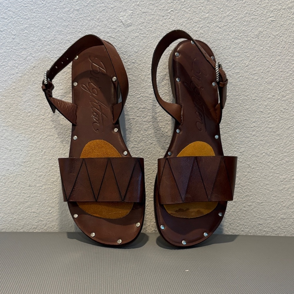 Brighton Brown Leather Sandals with Silver Studs